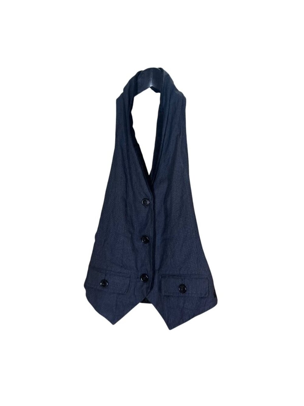 Vintage Y2K Ben Sherman Black Grey Button Up Halter Vest Small